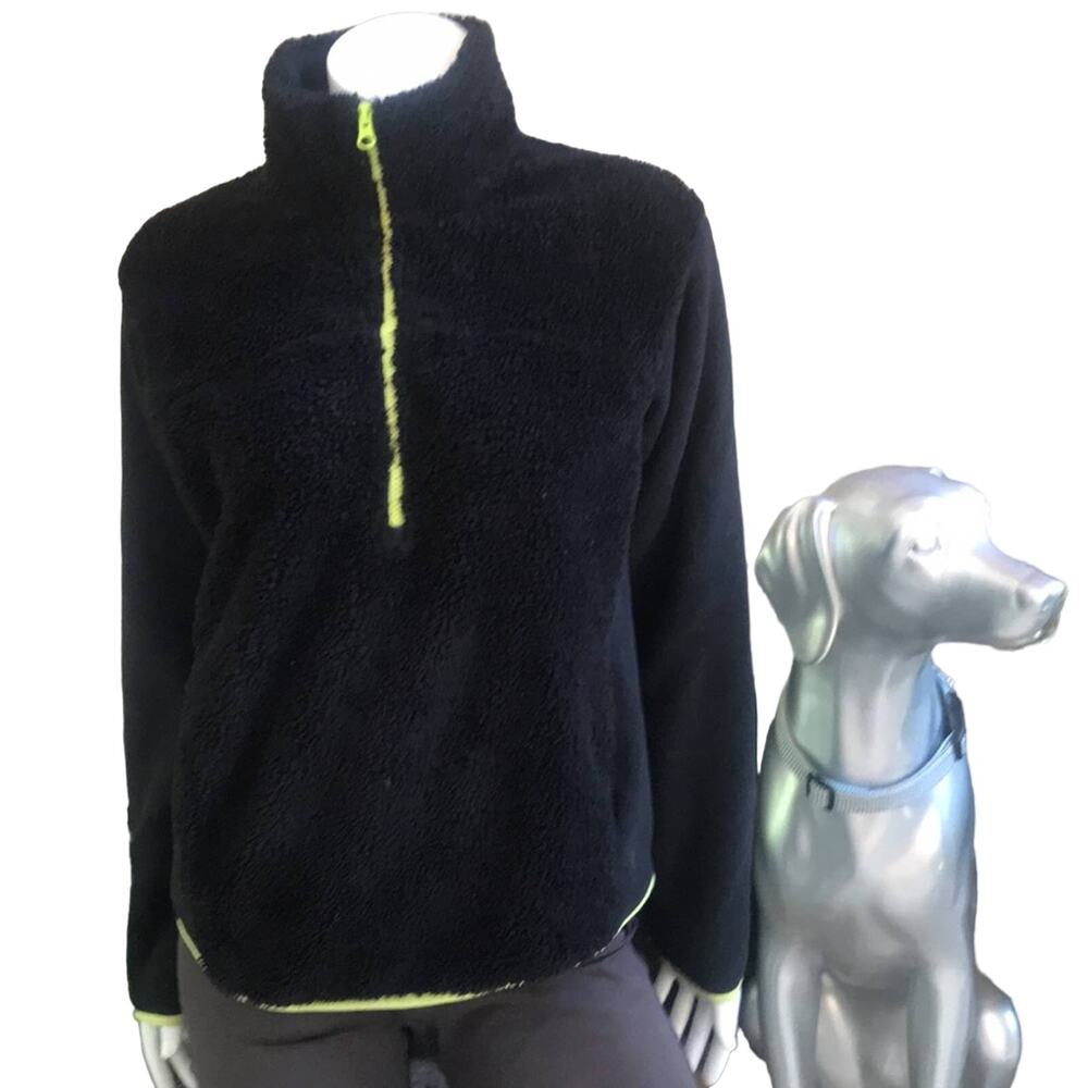 Zella Sherpa Half Zip Black Jacket with Pockets Women's Size Small